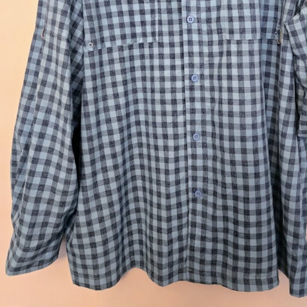 Habit men's sunblock L/S blue checked shirt Size 2XL - Picture 2 of 8